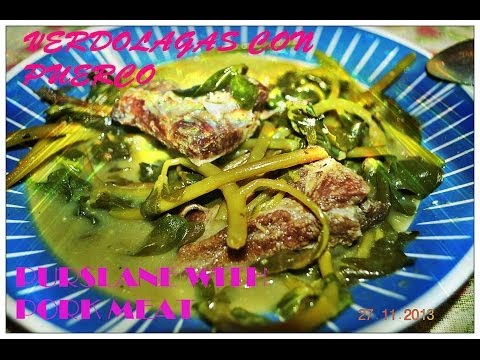 Receta Verdolagas con Costilla Puerco / PURSLANE WITH PORK RIBS RECIPE